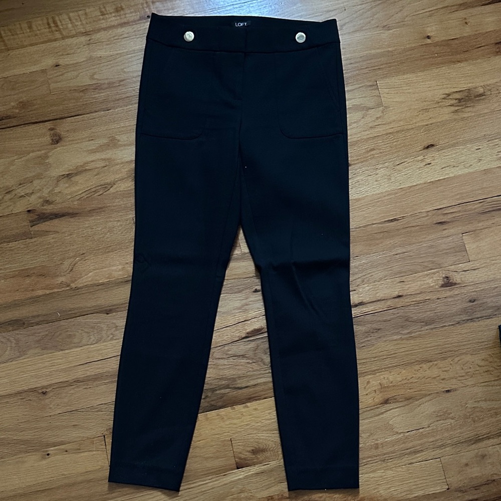 LOFT Black Slim-Fit Trousers
